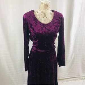 Deep Purple Velour Dress Long Sleeve Midi Rabbit Rabbit Rabbit Size 12